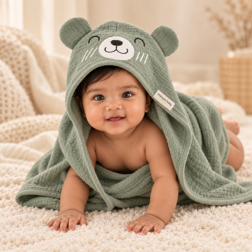 sage-green-bear-100-cotton-gauze-hooded-towel-baby