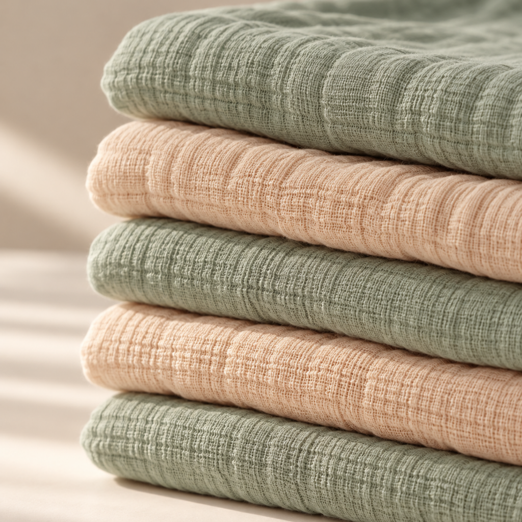 malayan baby signature-gauze cotton hooded towel-stacked