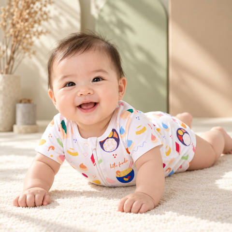 Baby Wearing Zip Up Romper Foodie