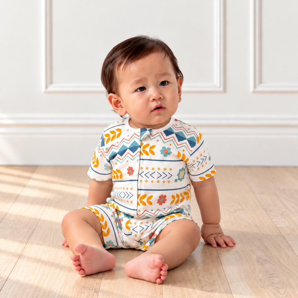 Child in Artistry in Bloom Zip Up Romper