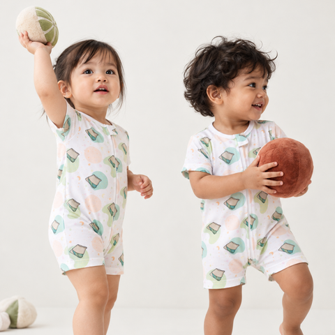 Toddler boy and girl in Nasi Lemak Romper