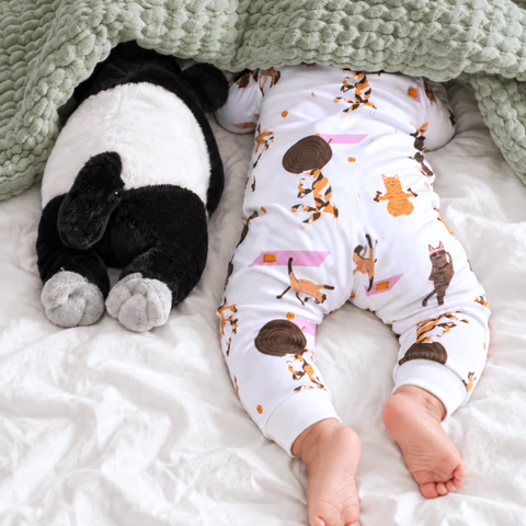 Malayan Bbay Tapir Plushie with toddler in Meowlaysia Sleepsuit