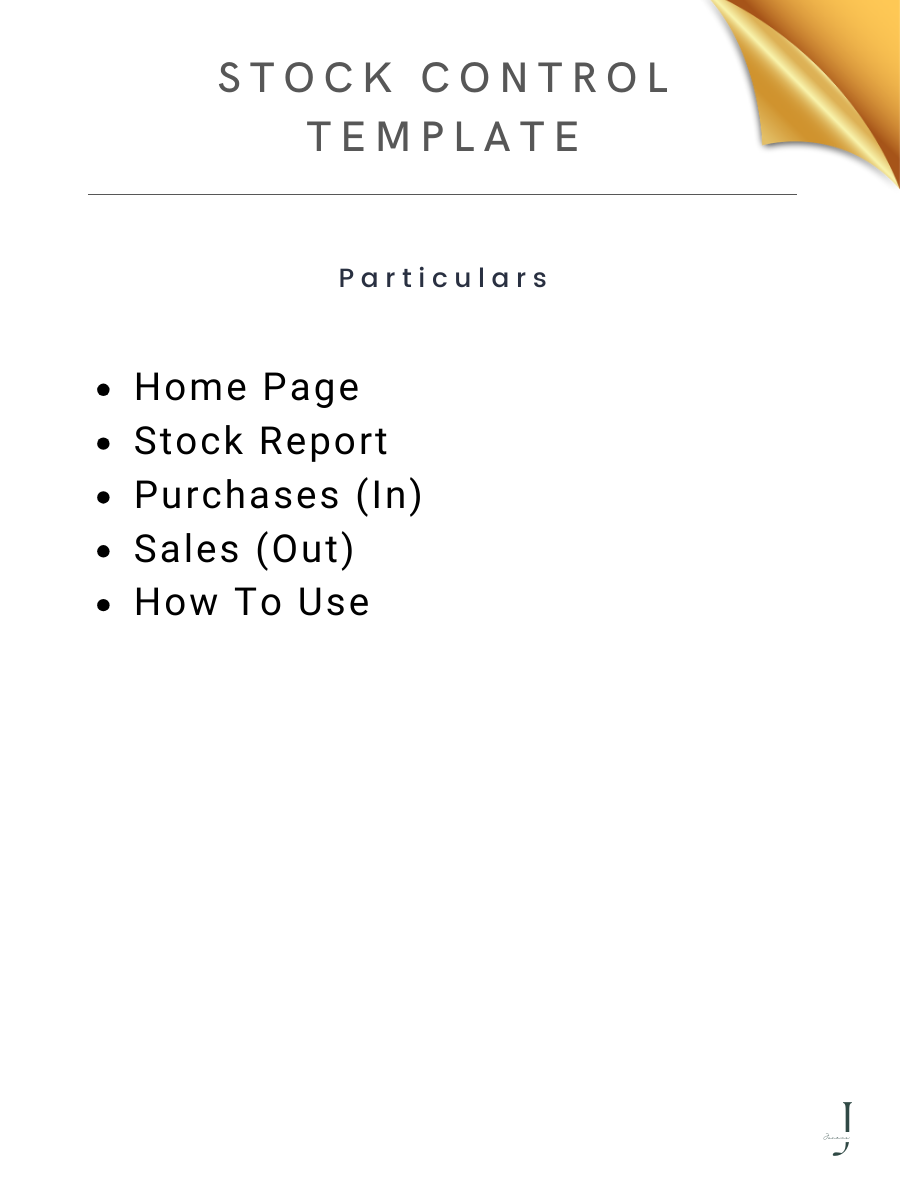 Stock Control Template deatils