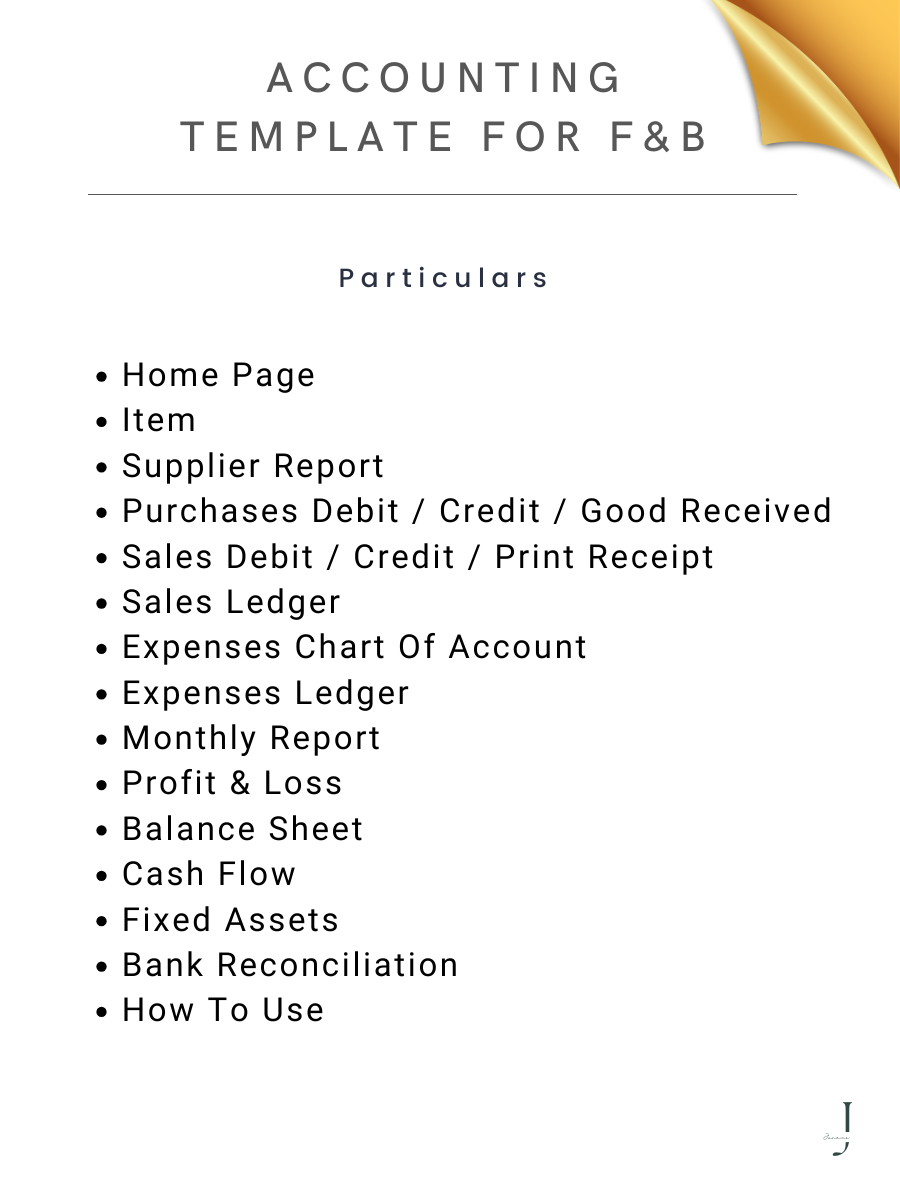 Accounting Template For F&B details