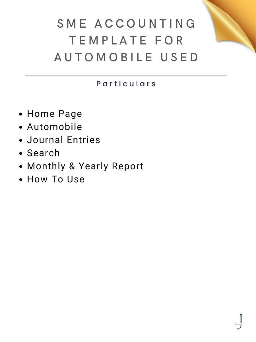 SME Accounting Template For Automobile Used deatils 