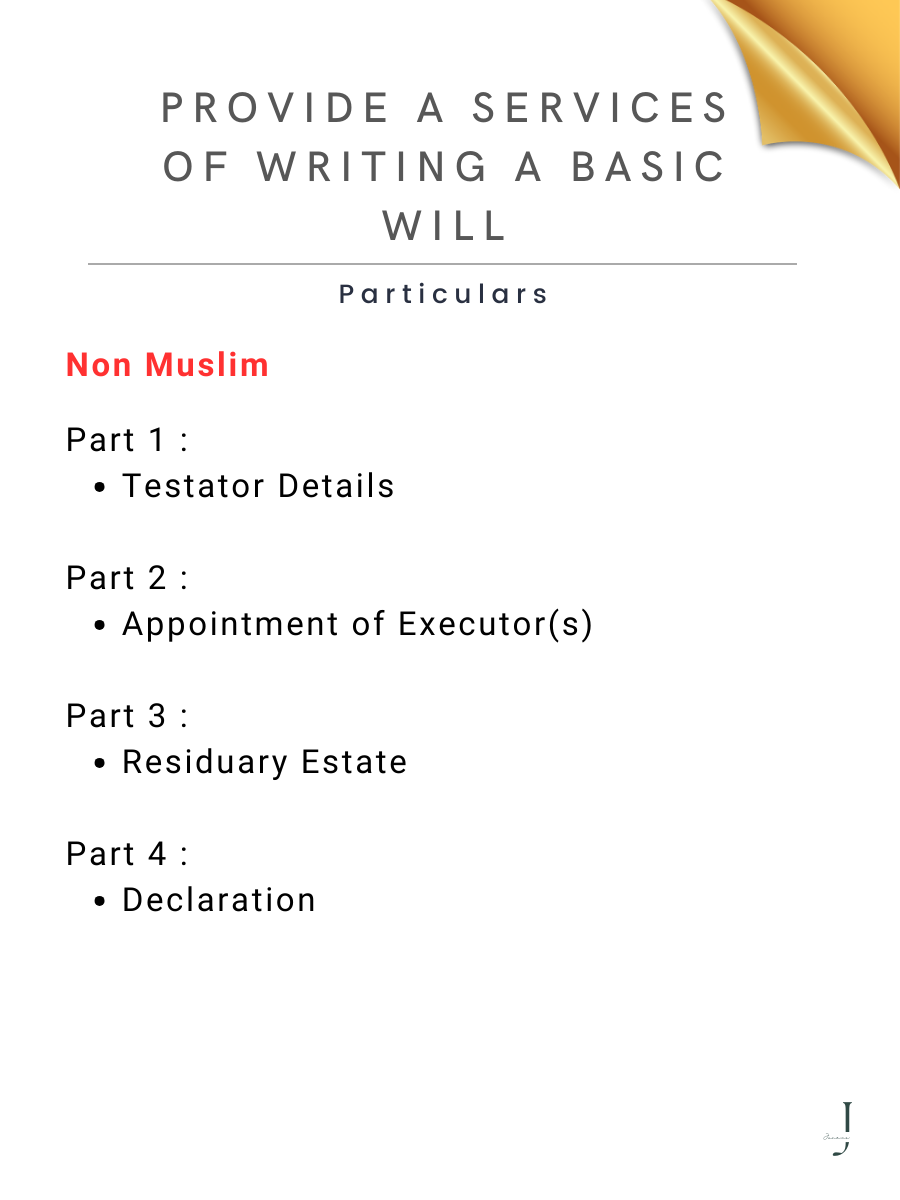 Provide A Services Of Writing A Basic Will details