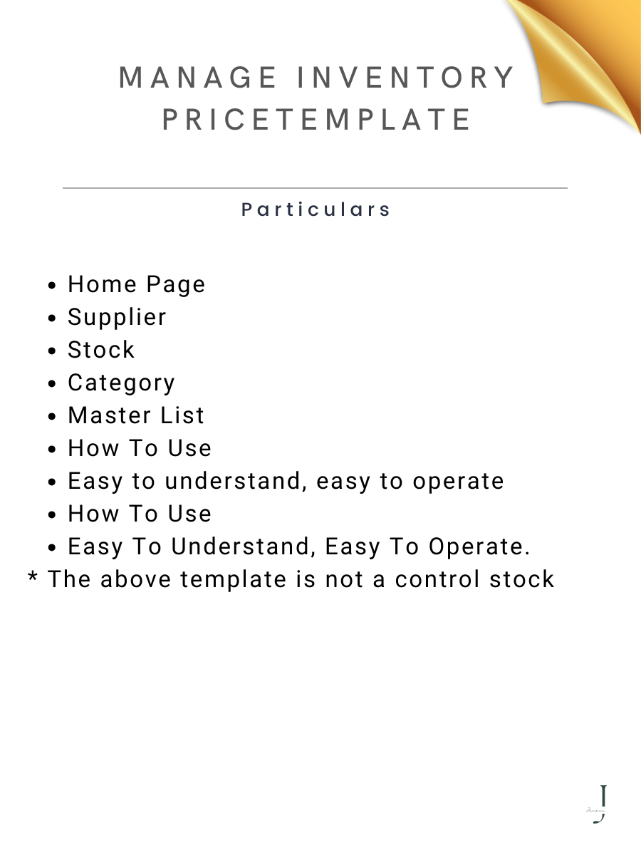 Manage Inventory PriceTEMPLATE deatils