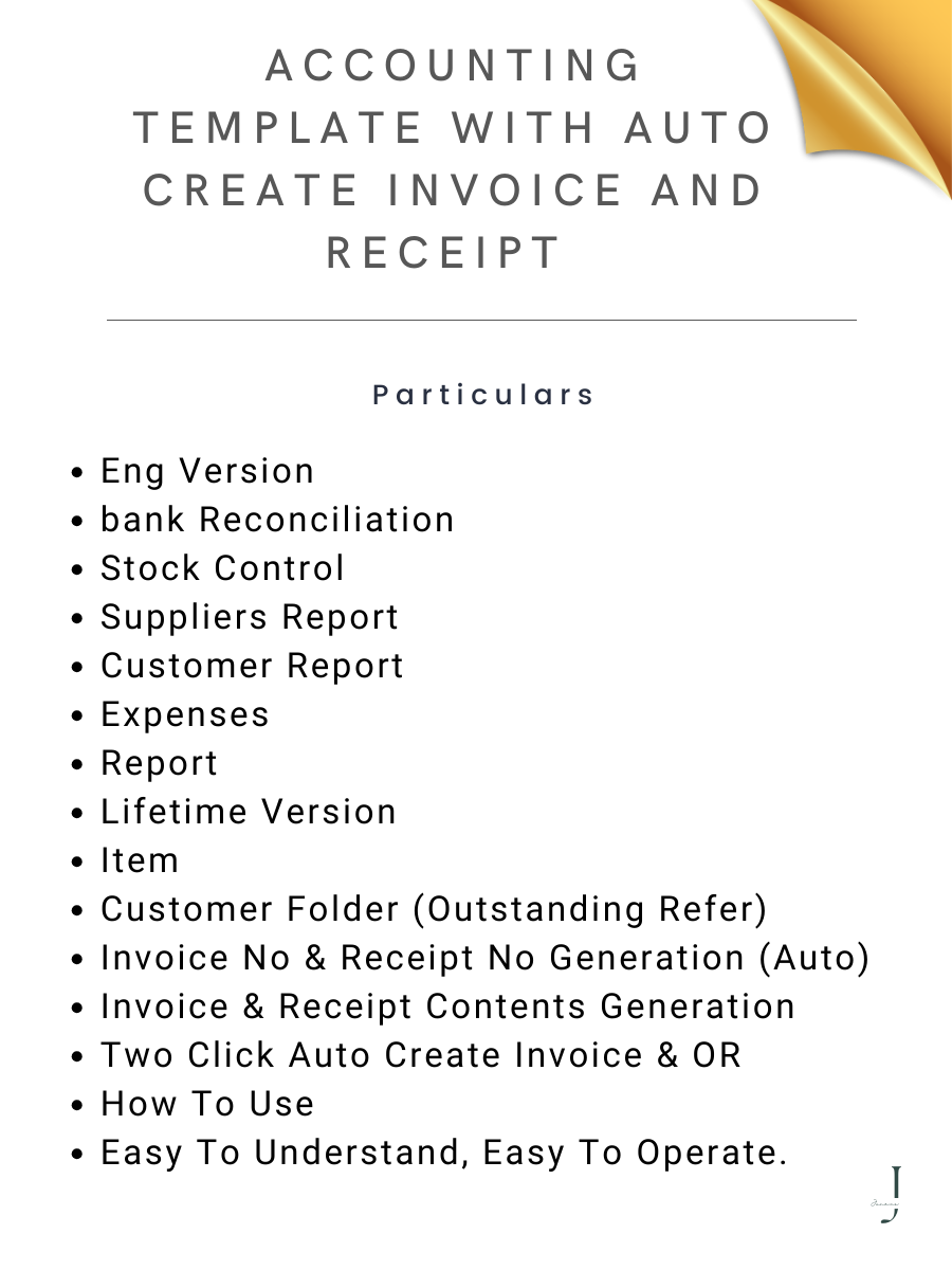 Accounting Template With Auto Create Invoice and Receipt  DETAILS