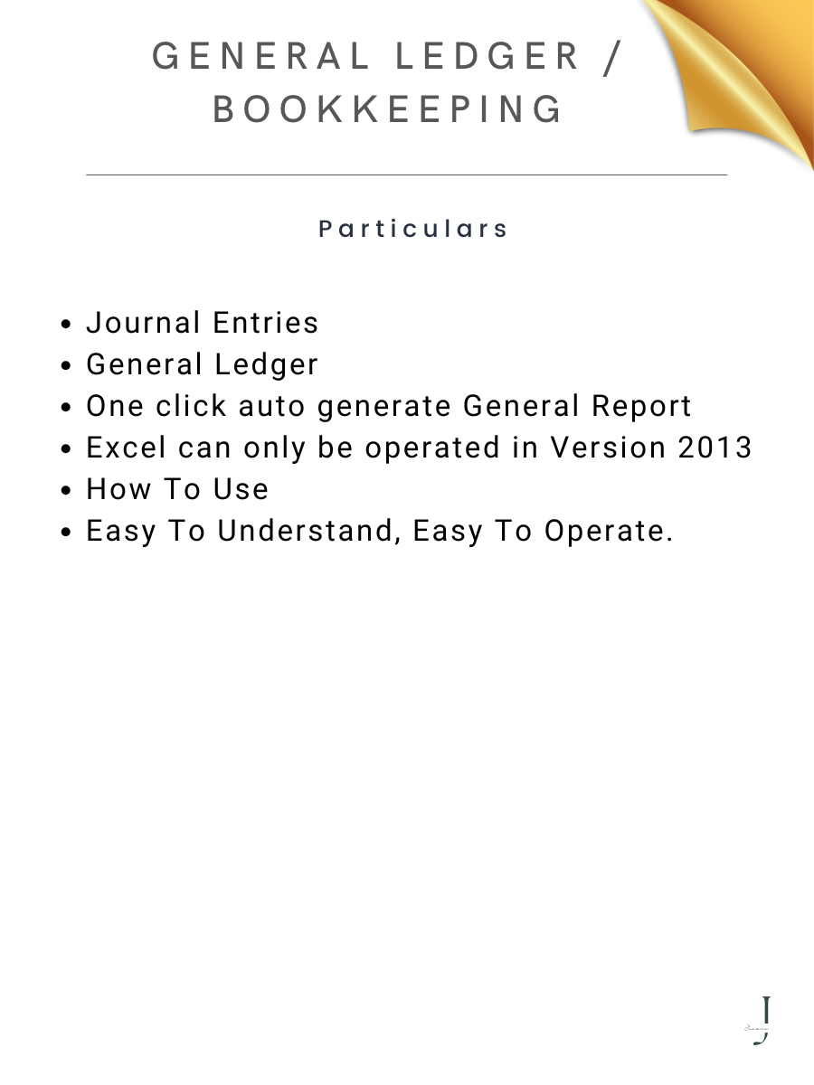 General Ledger Bookkeeping details
