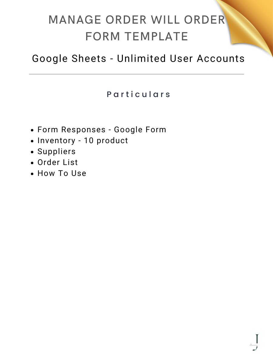 Manage Order Will Order Form Template- DEATILS