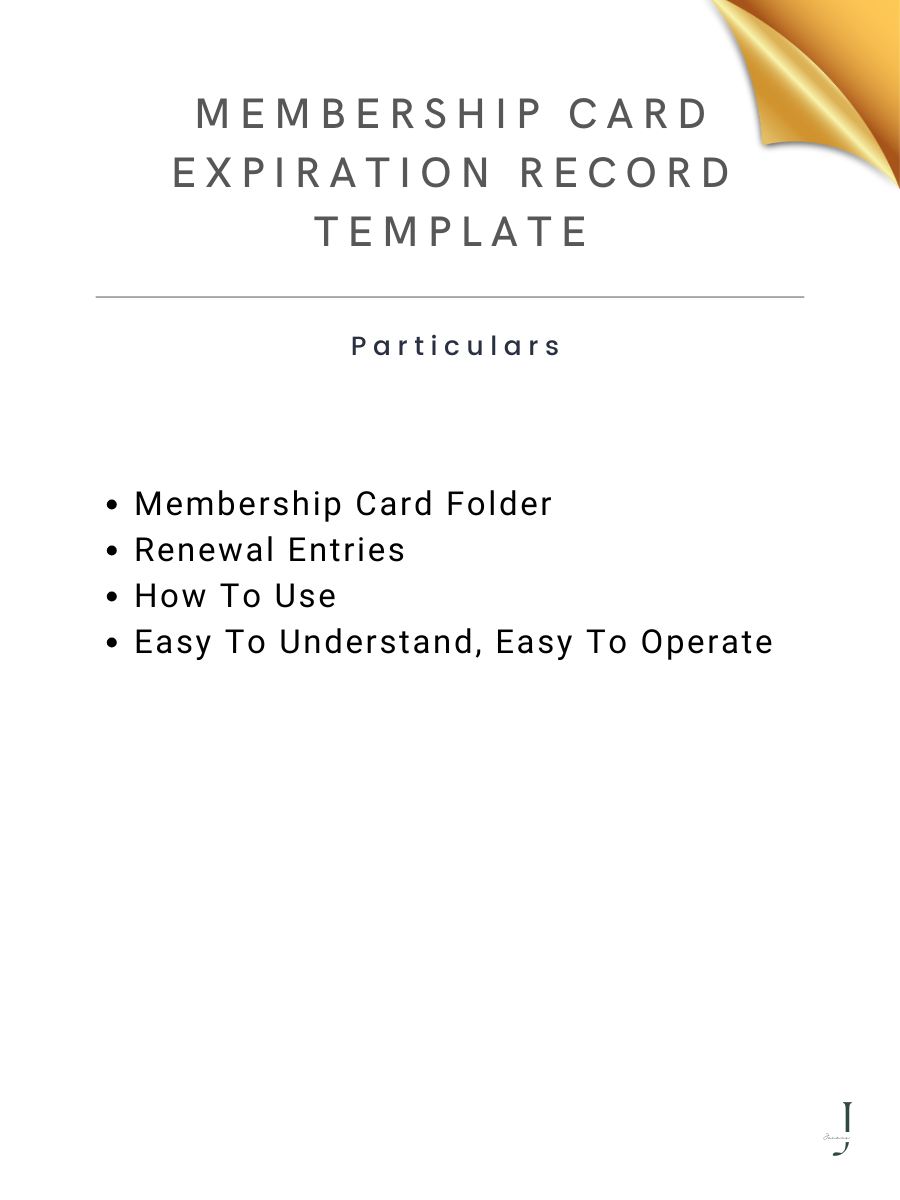 Membership Card Expiration Record Template- DEATILS