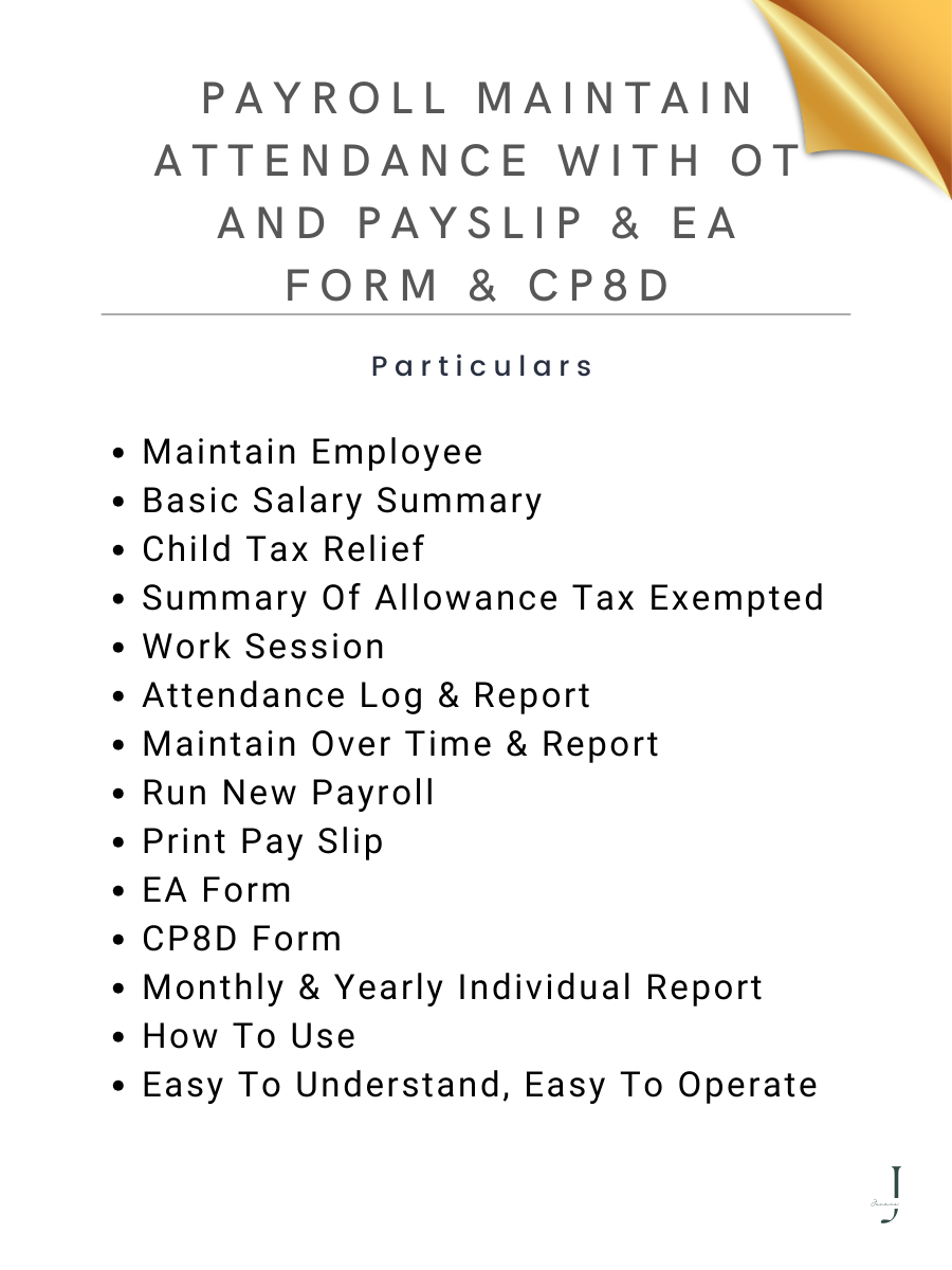 Payroll Maintain Attendance With Ot And Payslip & EA Form & CP8D - DEATILS