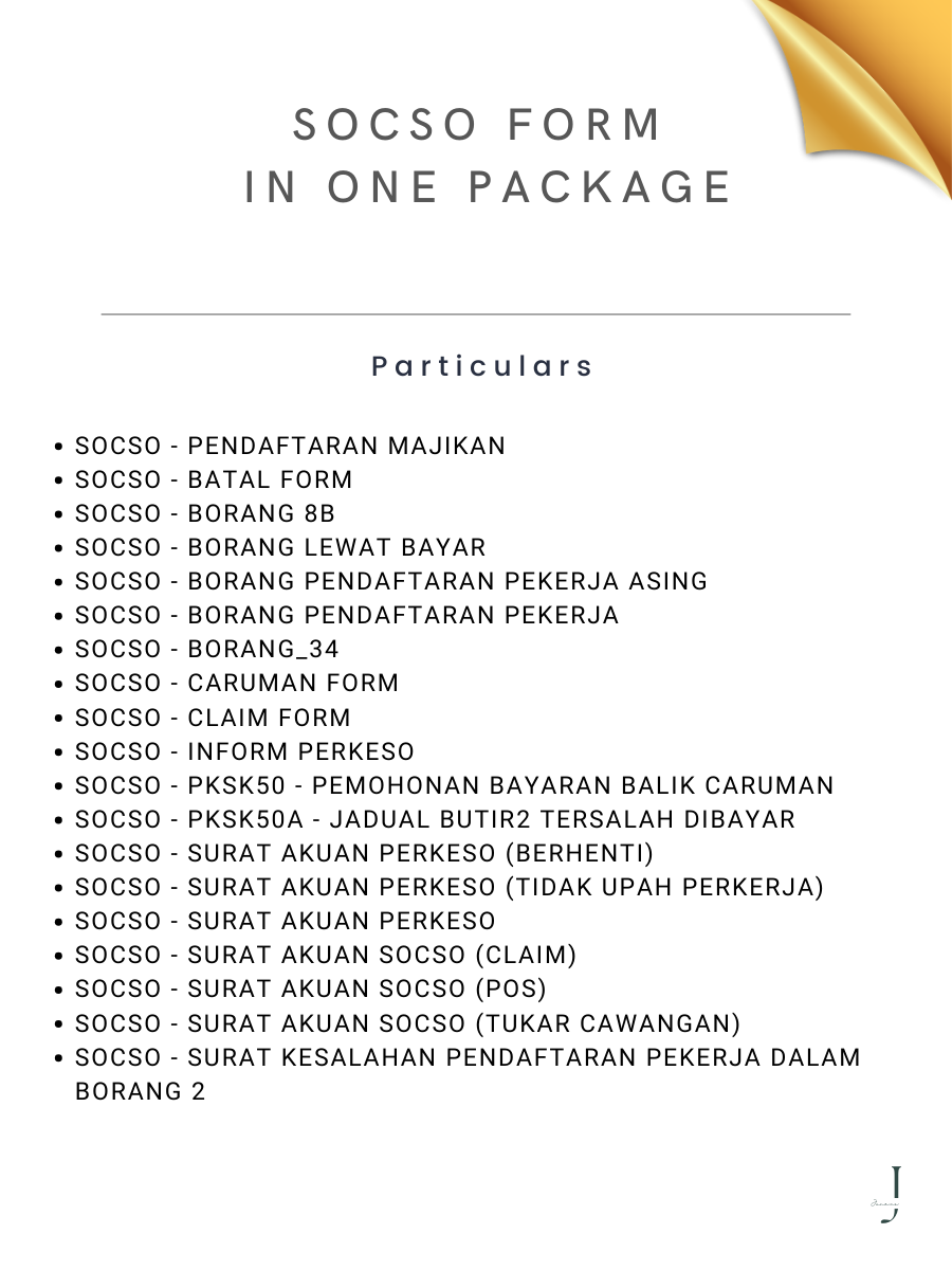 SOCSO Form In One Package- DEATILS