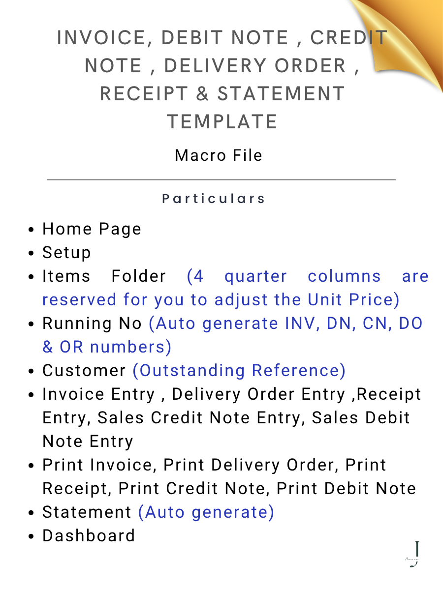 INVOICE, DEBIT NOTE , CREDIT NOTE , DELIVERY ORDER , RECEIPT & STATEMENT TEMPLATE - DEATILS