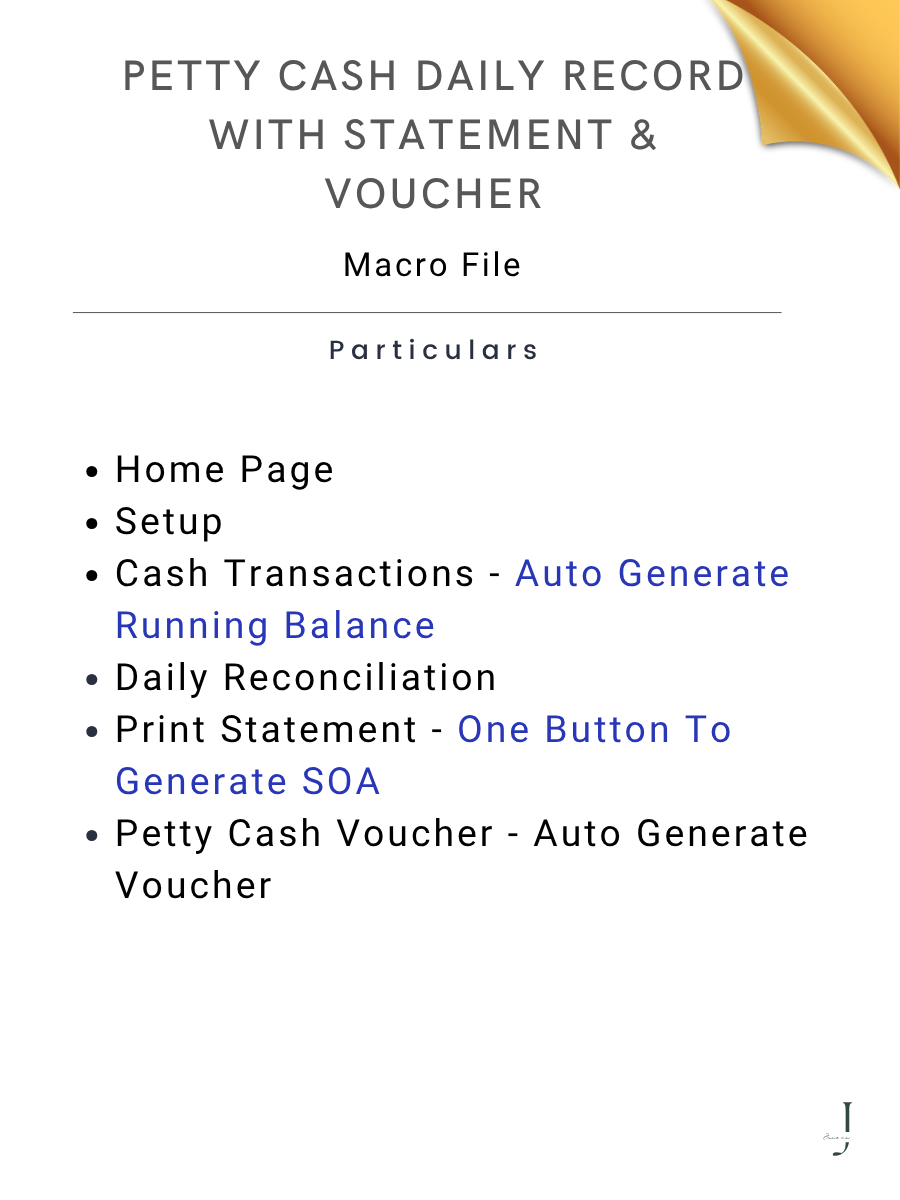 Petty Cash Daily Record With Statement & Voucher - DEATILS