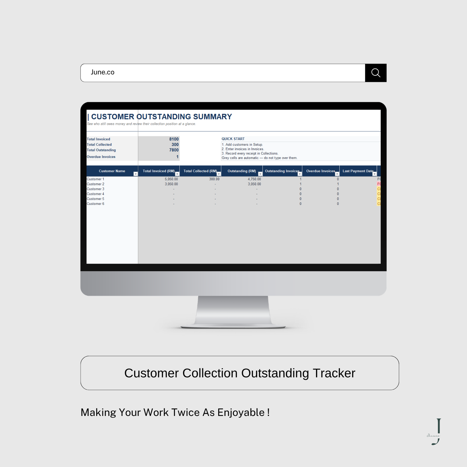 product - Customer Collection Outstanding Tracker