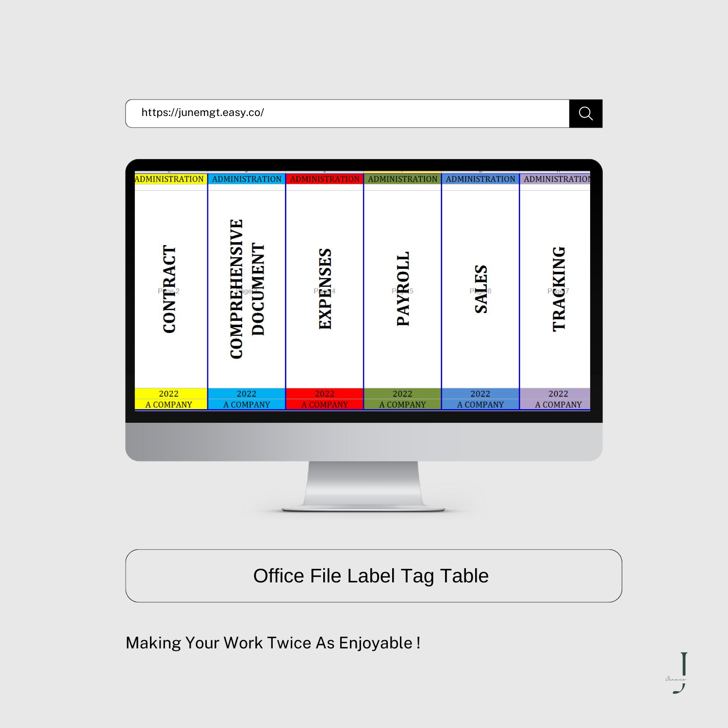 Office File Label Tag Table 