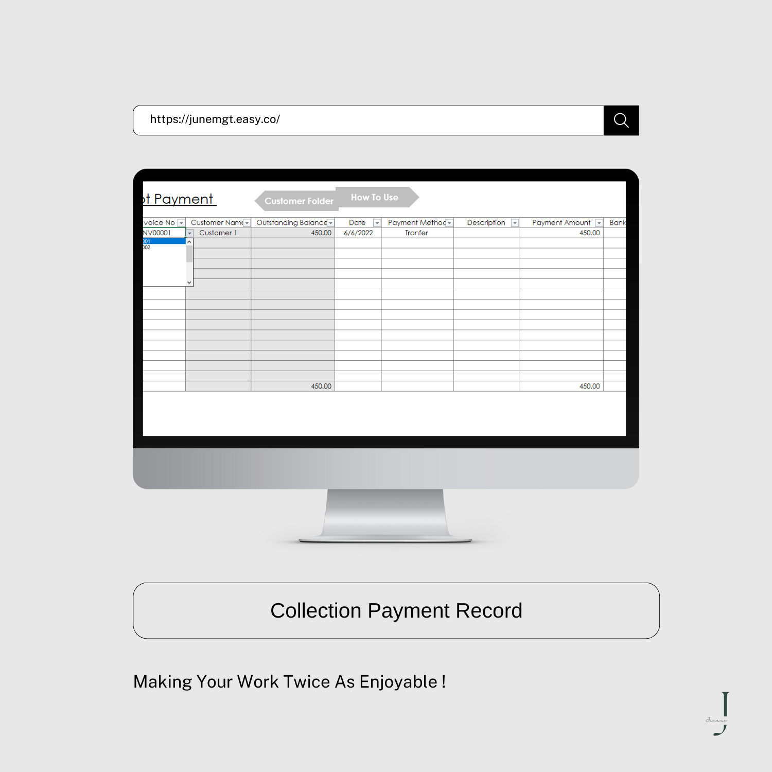 Collection Payment Record product