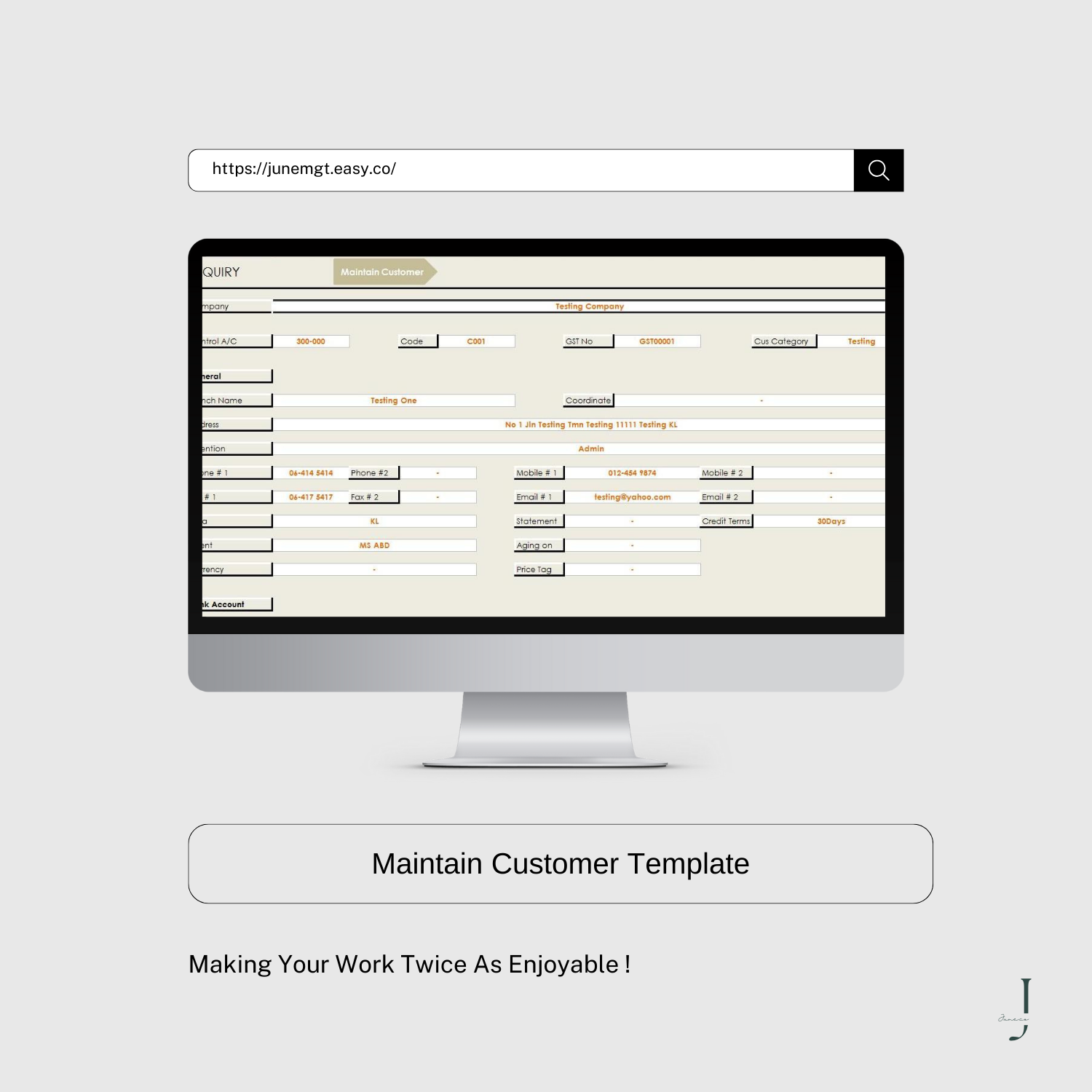 Maintain Customer Template product