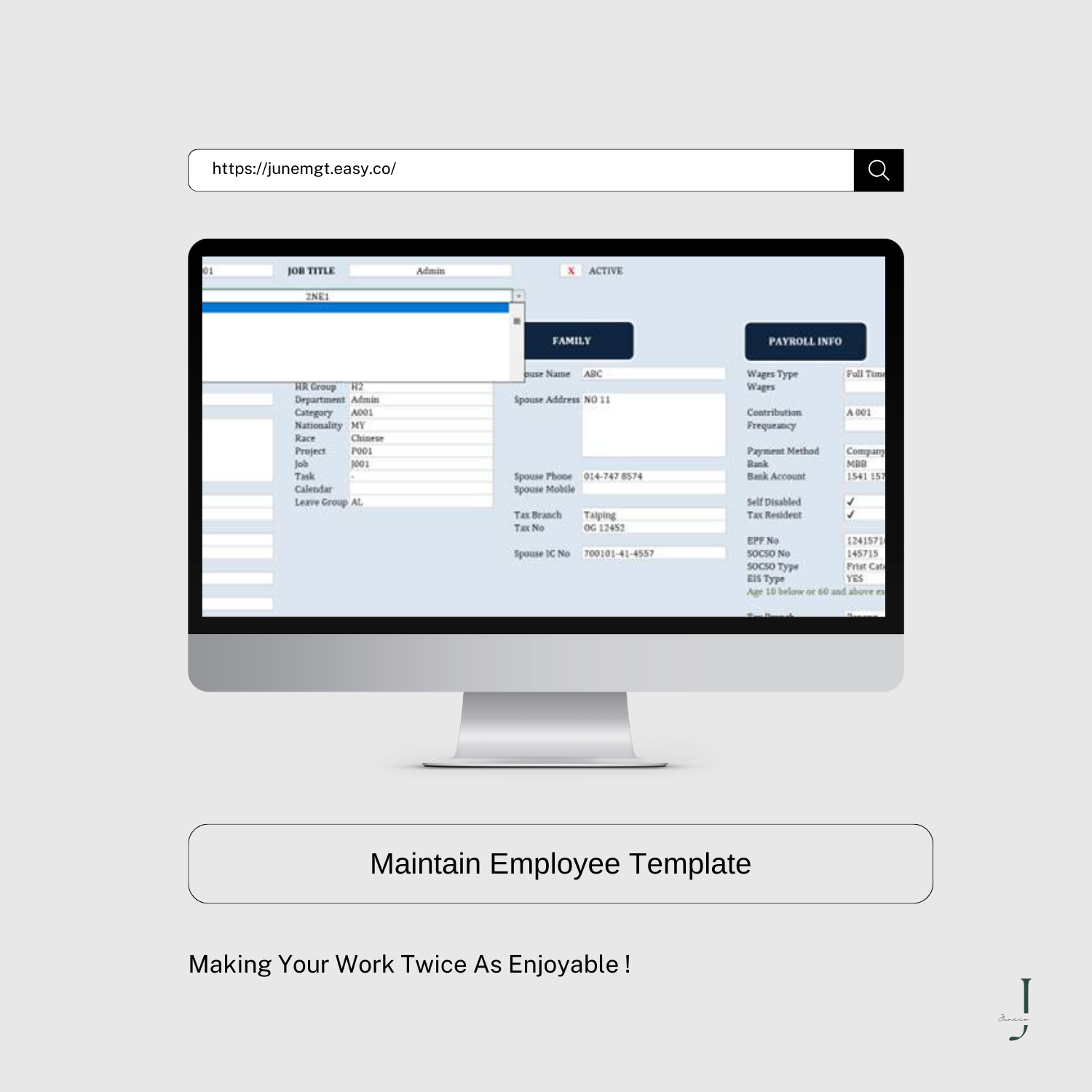 Maintain Employee Template product