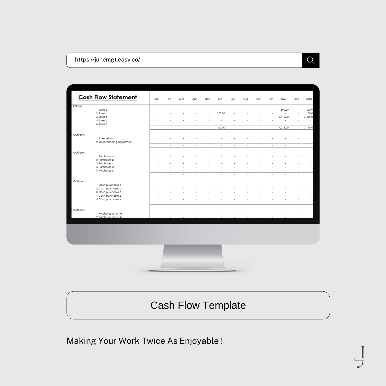 Cash Flow Template product