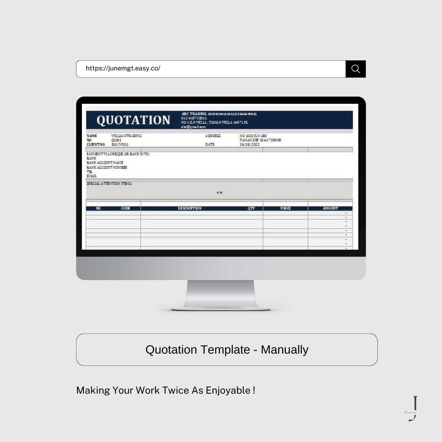 quo Template - Manually