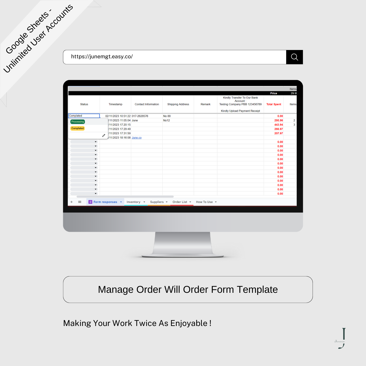 Manage Order Will Order Form Template-EASYSTORE - PRODUCT