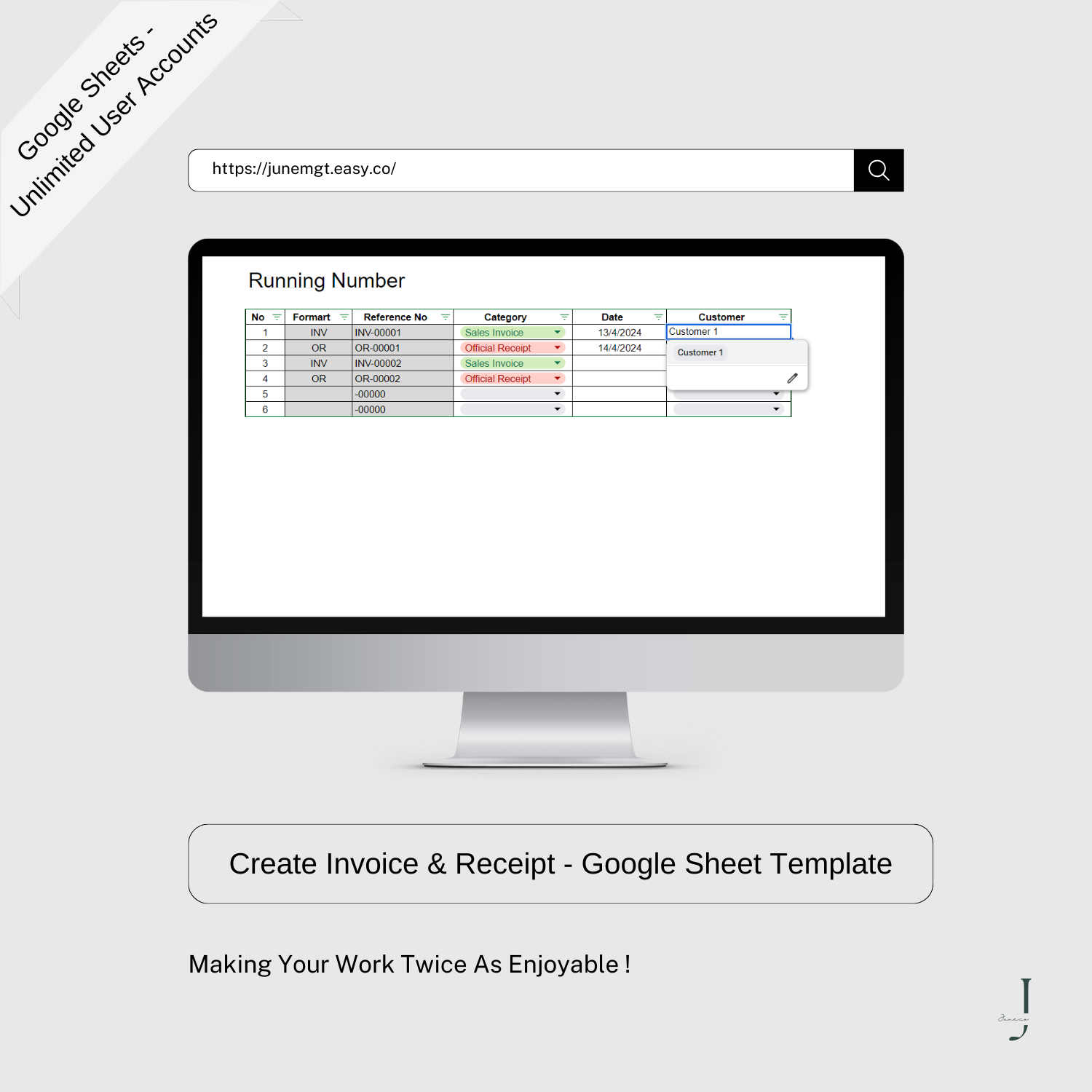 Google Sheet Create Invoice & Receipt-EASYSTORE - PRODUCT