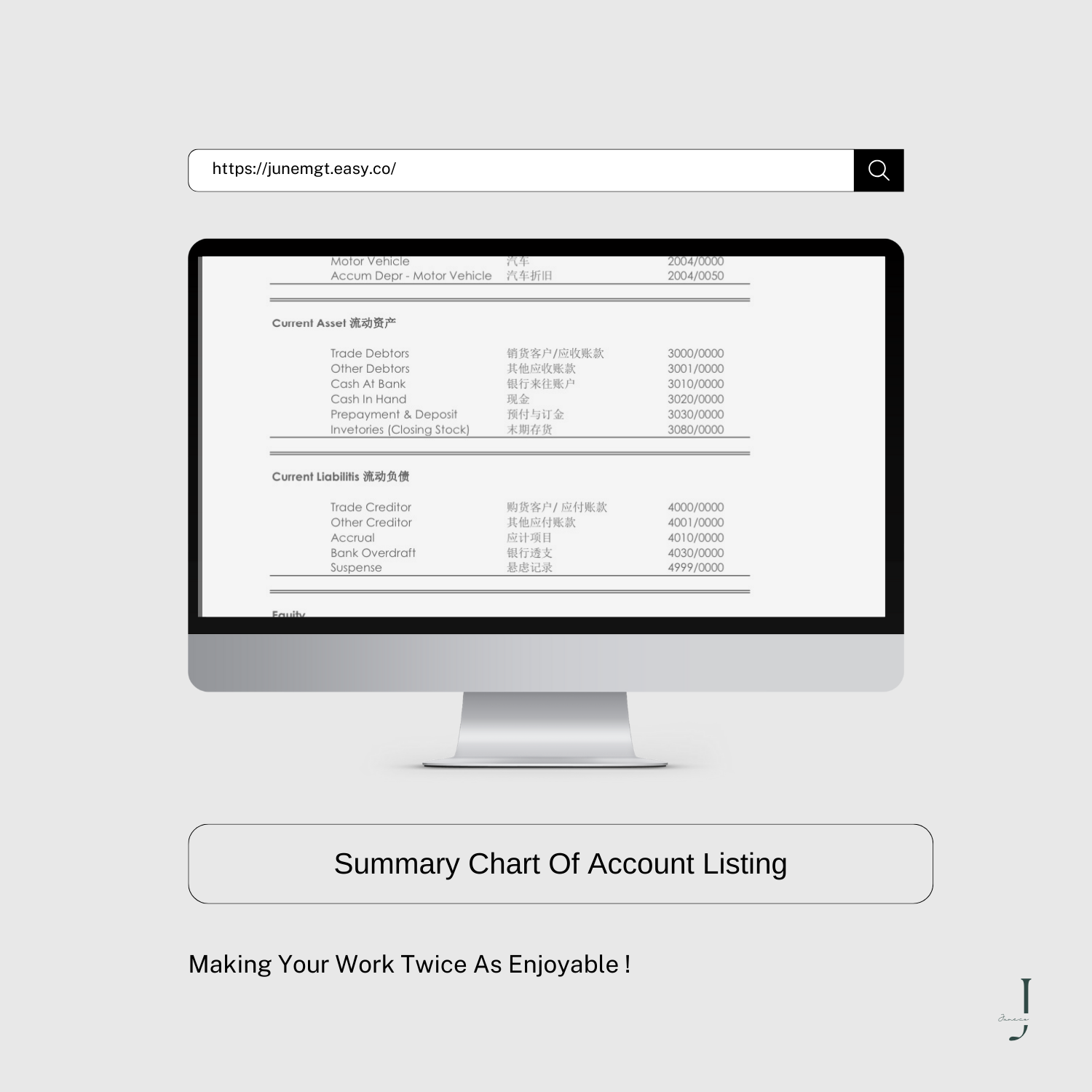 Summary Chart Of Account Listing PRODUCT