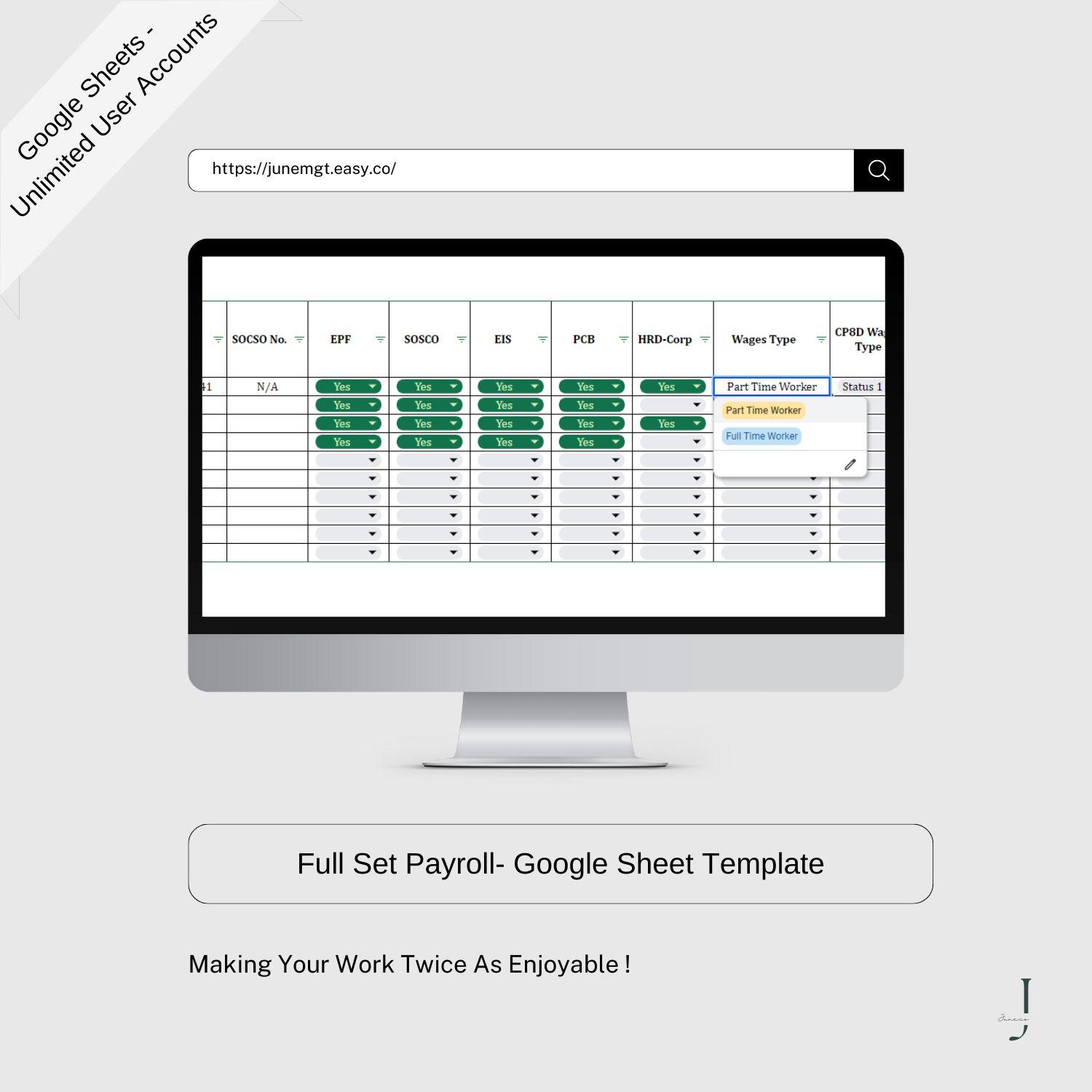 Full Set Payroll- Google Sheet Template - PRODUCT