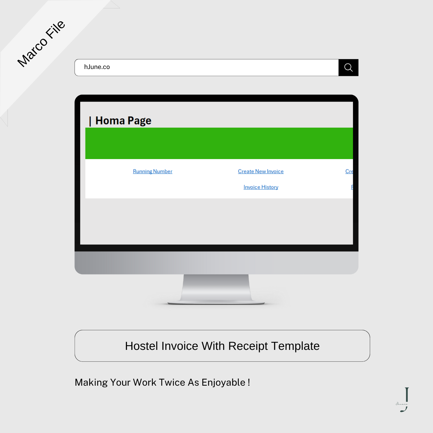 Hostel Invoice With Receipt Template - PRODUCT