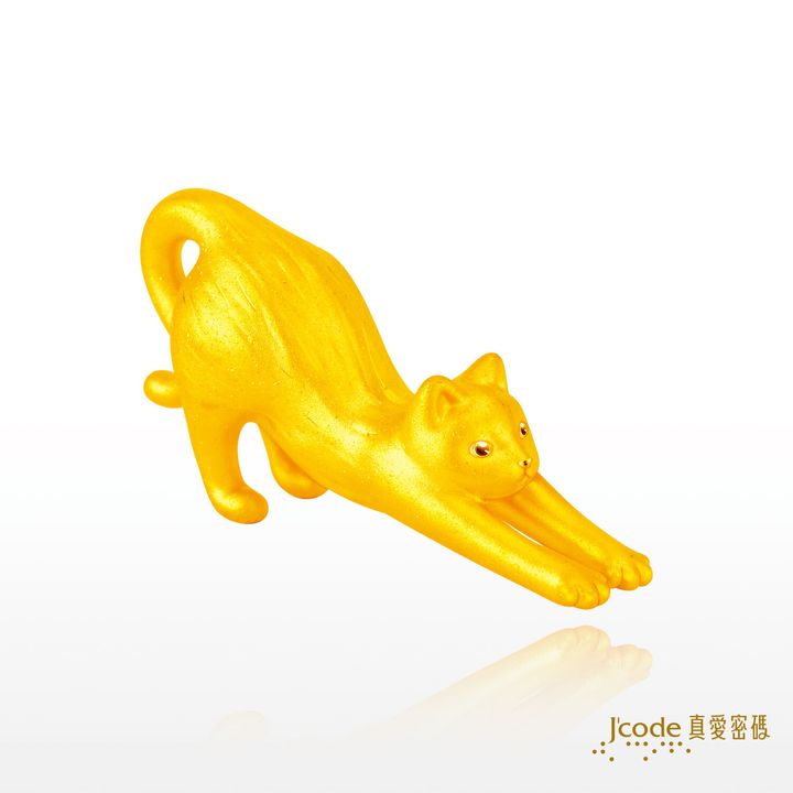 貓跳台-伸懶腰貓咪(硬金)擺件