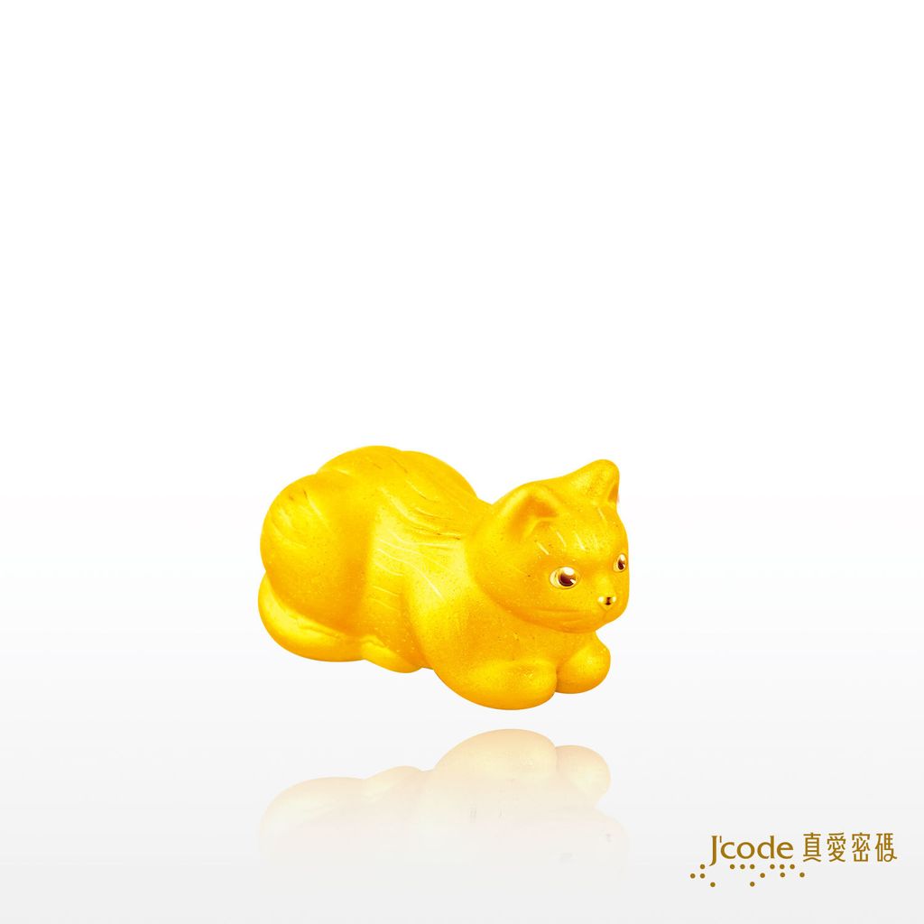 貓跳台-臥姿貓咪(硬金)擺件