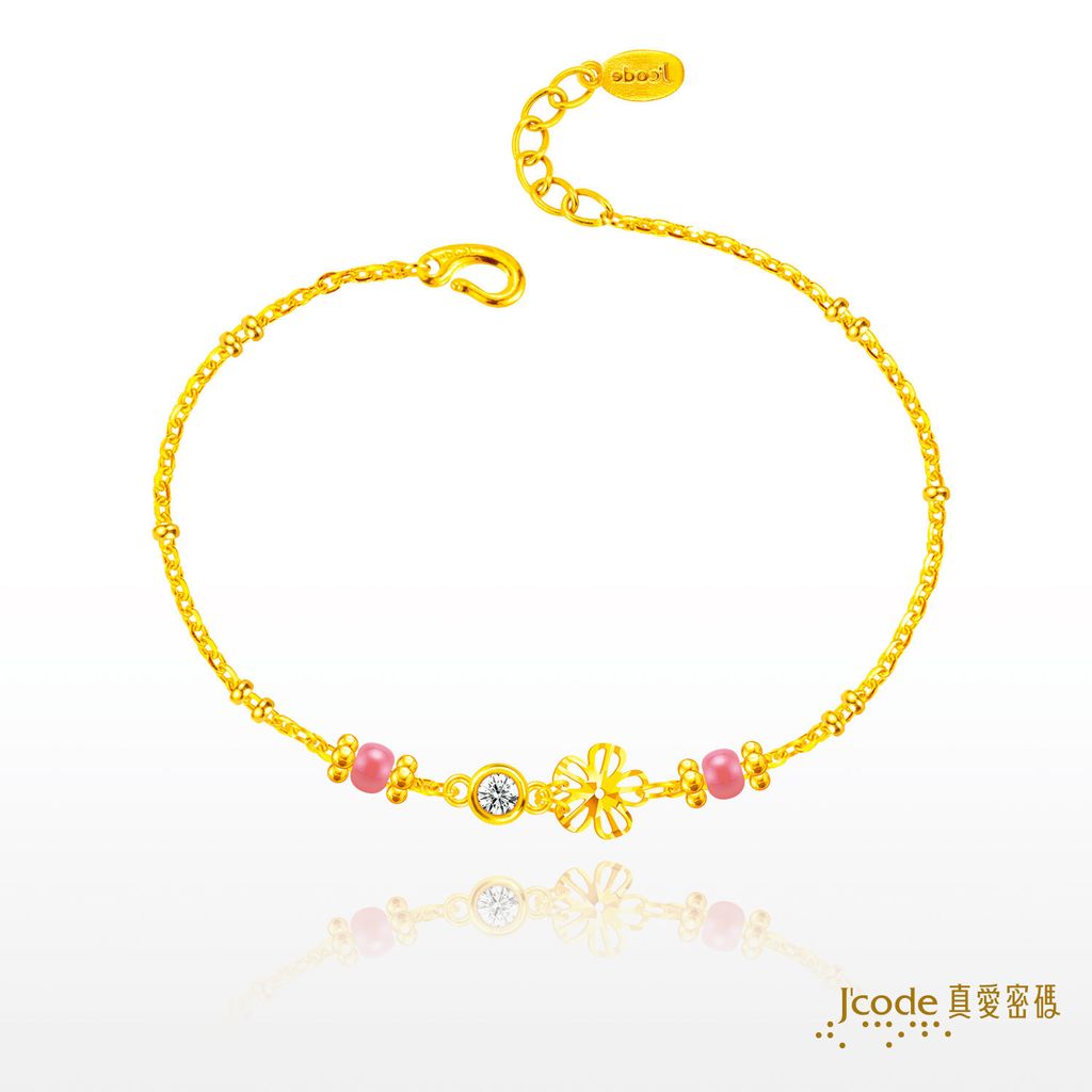 粉綻小花(硬金)手鍊