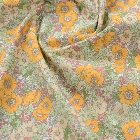 2M Yellow Floral Poplin Cotton