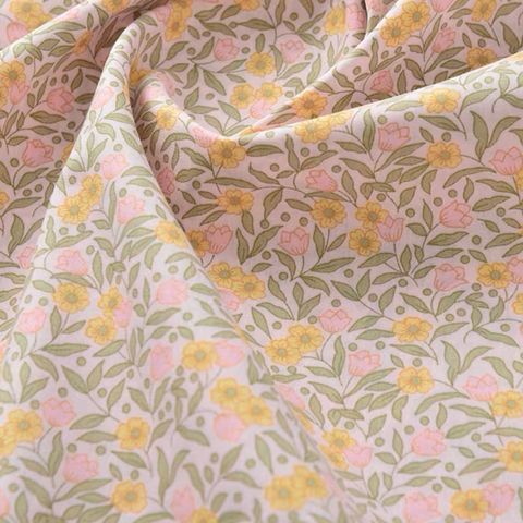 2M Pink Floral Poplin Cotton Fabric