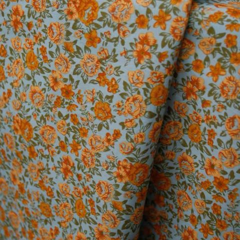 2M Orange Flower Blue High Thread Count Fine Cotton