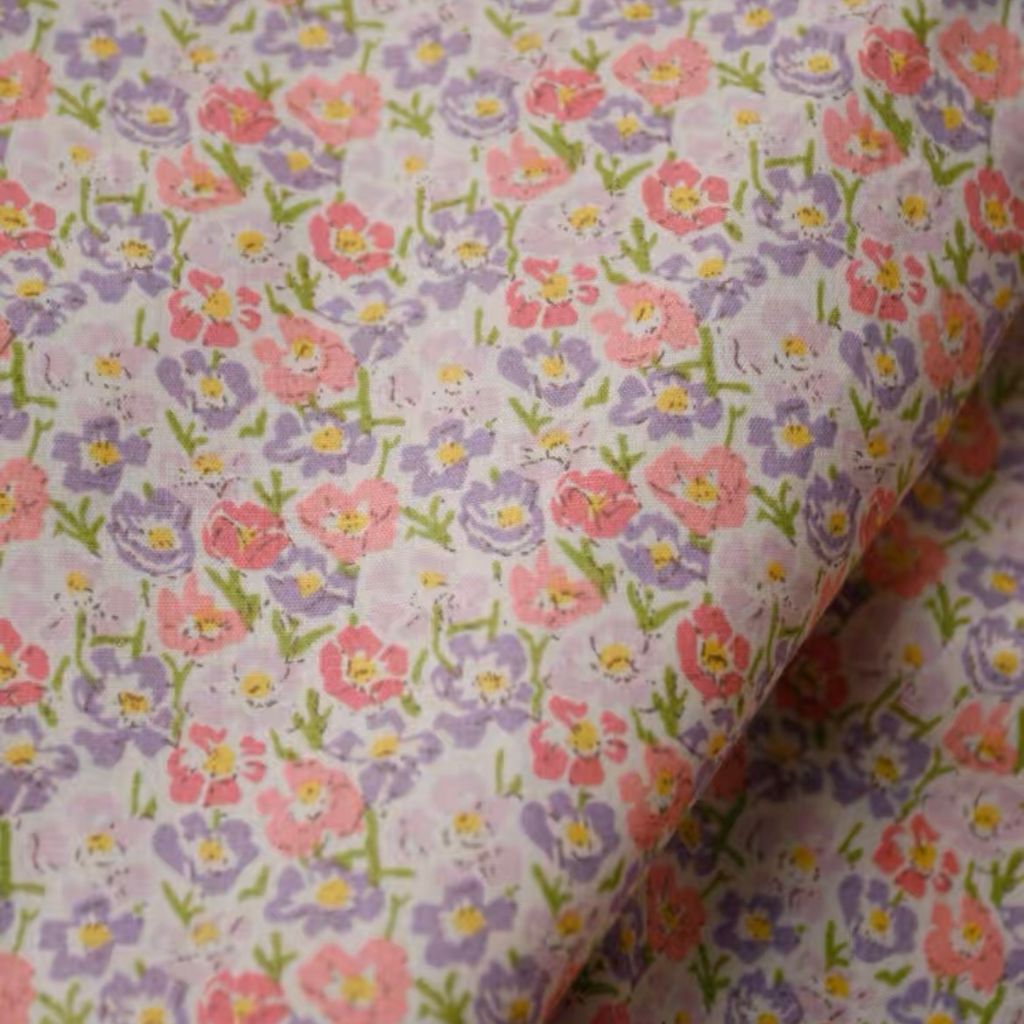 3M Purple Pink Small Flower Poplin Cotton Fabric