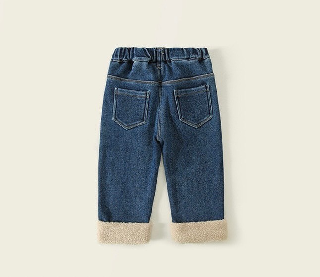 毛毛兔兔褲腳加絨牛仔褲(80-120)-2