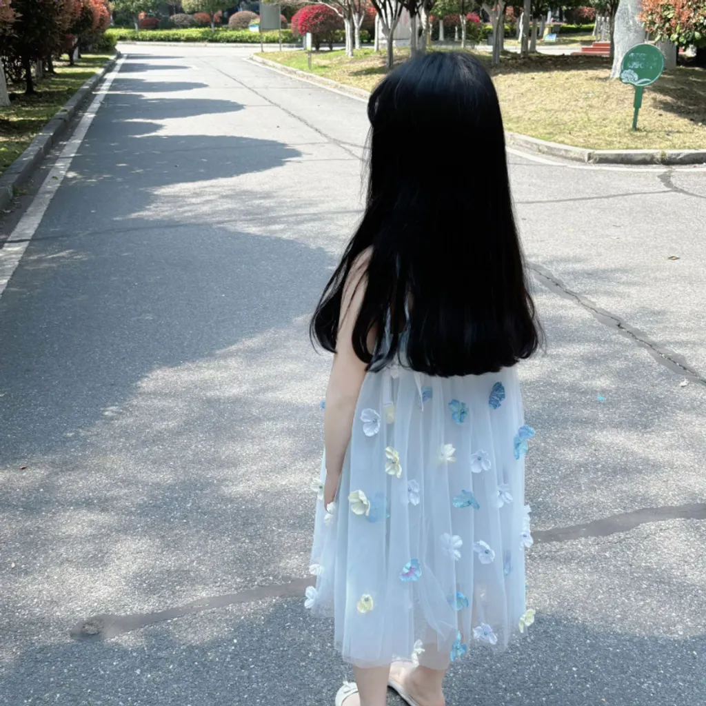 花的夢境仙女吊帶紗裙洋裝(90-150)-5
