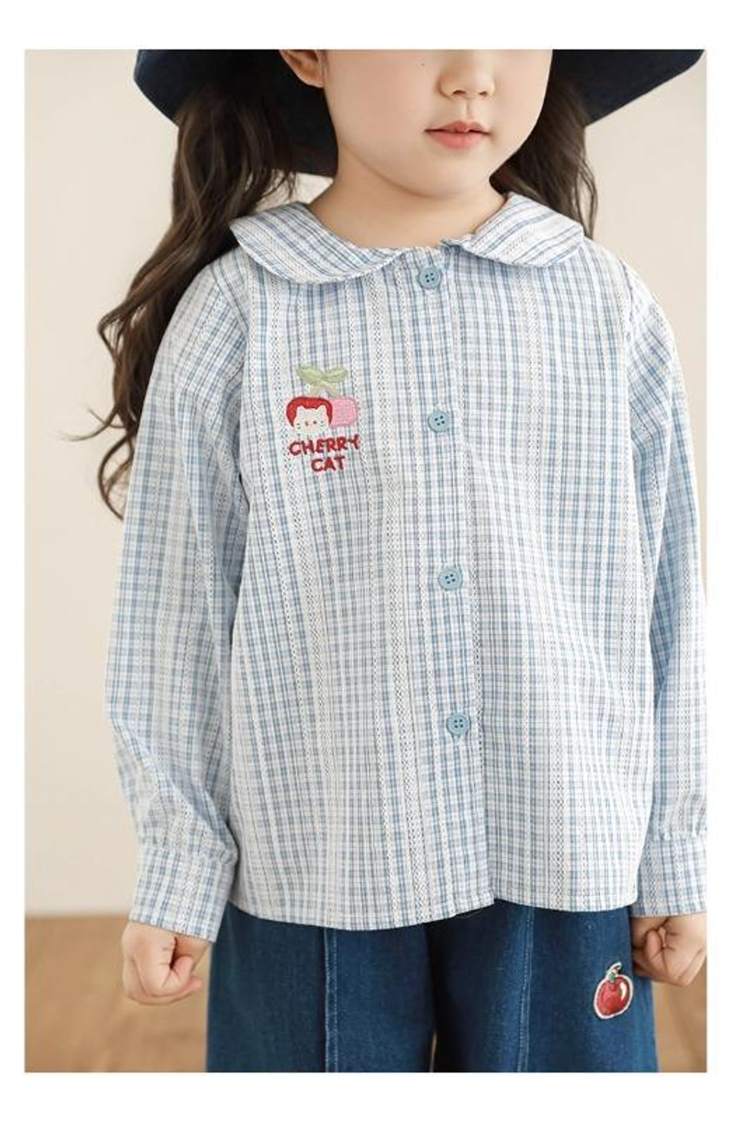 櫻桃貓刺繡日系罩衫(80-140)-5