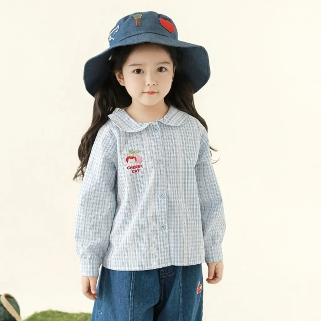 櫻桃貓刺繡日系罩衫(80-140)-