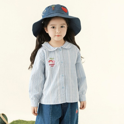 櫻桃貓刺繡日系罩衫(80-140)-