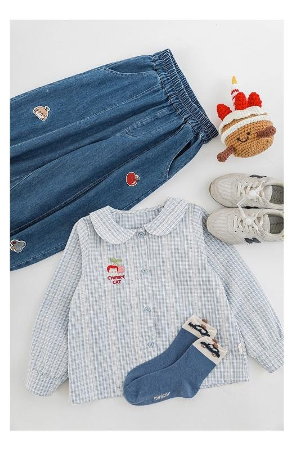 櫻桃貓刺繡日系罩衫(80-140)-8