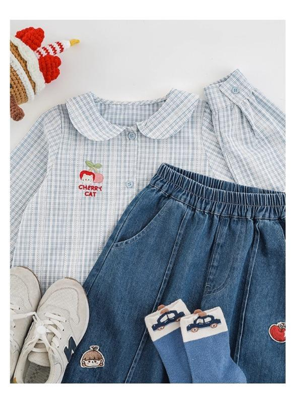 櫻桃貓刺繡日系罩衫(80-140)-14