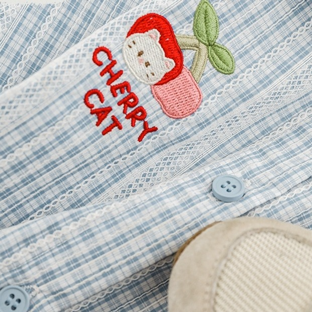 櫻桃貓刺繡日系罩衫(80-140)-9