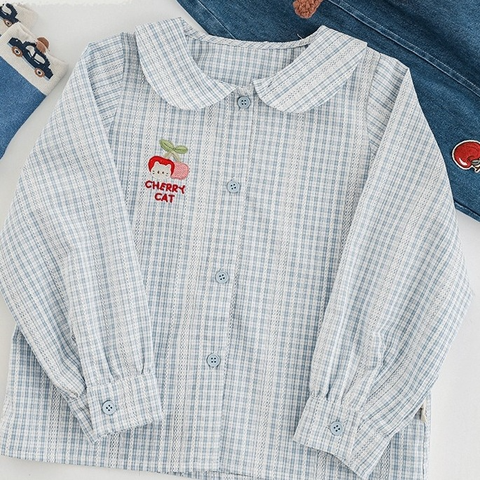 櫻桃貓刺繡日系罩衫(80-140)-13