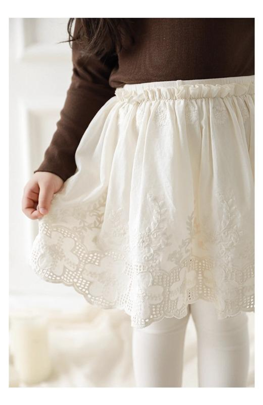 蕾絲裙假兩件長褲裙(80-140)-9