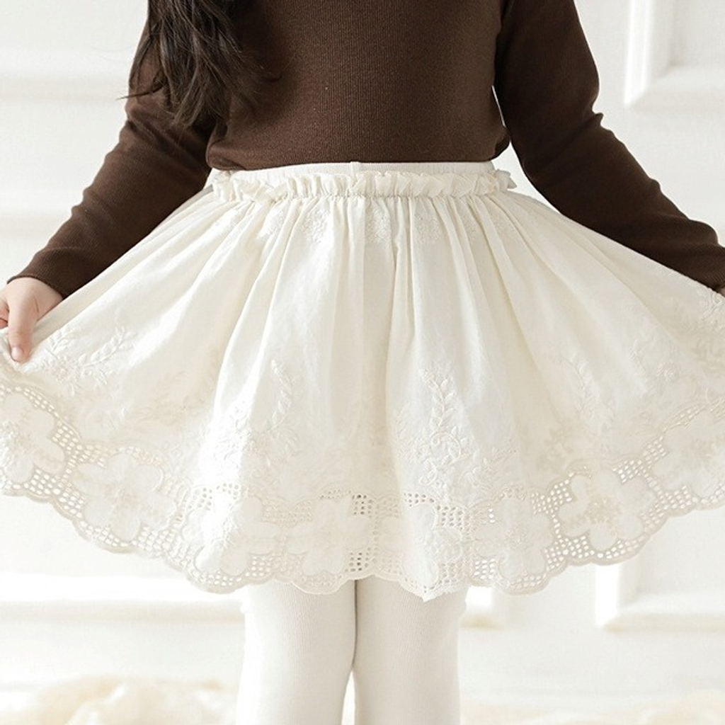 蕾絲裙假兩件長褲裙(80-140)-1