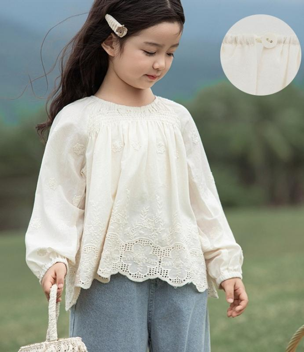 法式宮廷簍空長袖上衣(80-140)-